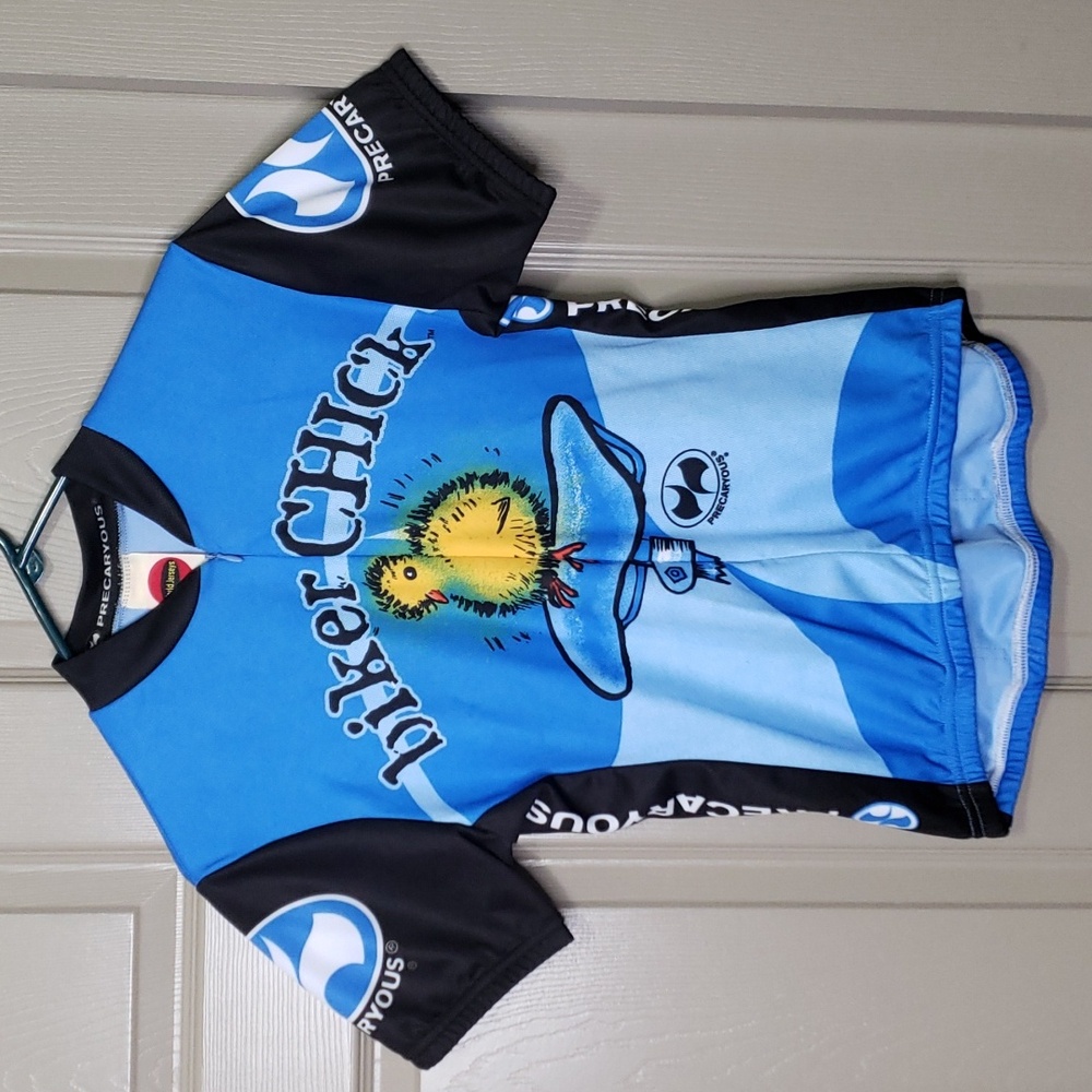 World Jerseys Biker chick bicycle zip short slave top size medium